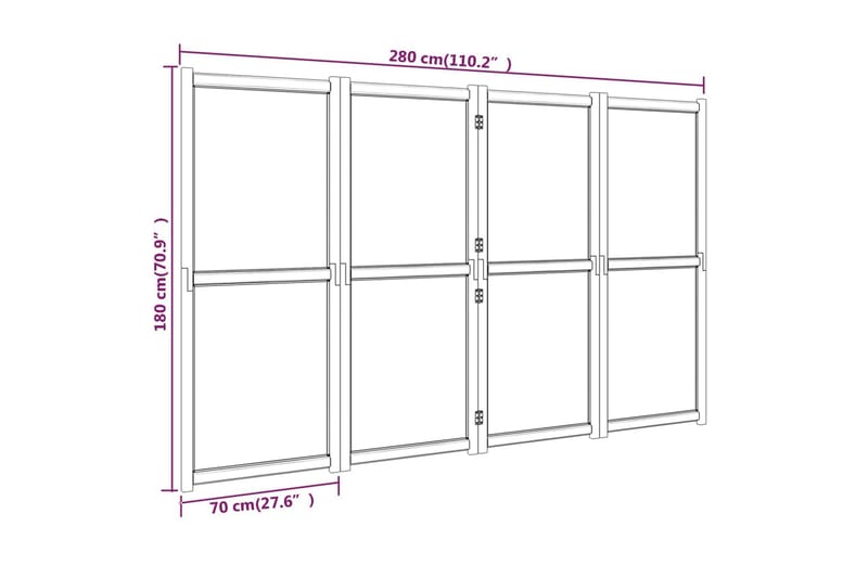 Rumsavdelare 4 paneler svart 280x180 cm - Svart - Inredning & dekor - Dekor & inredningsdetaljer - Rumsavdelare