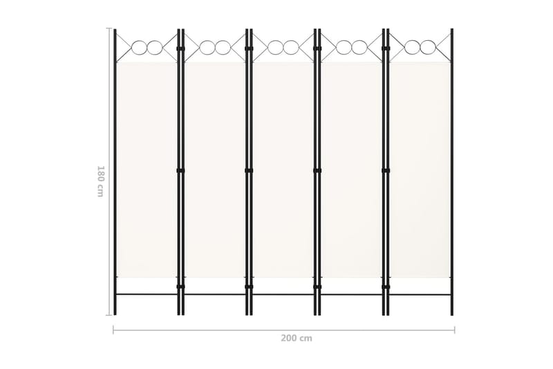 Rumsavdelare 5 paneler gräddvit 200x180 cm - Vit - Inredning & dekor - Dekor & inredningsdetaljer - Rumsavdelare