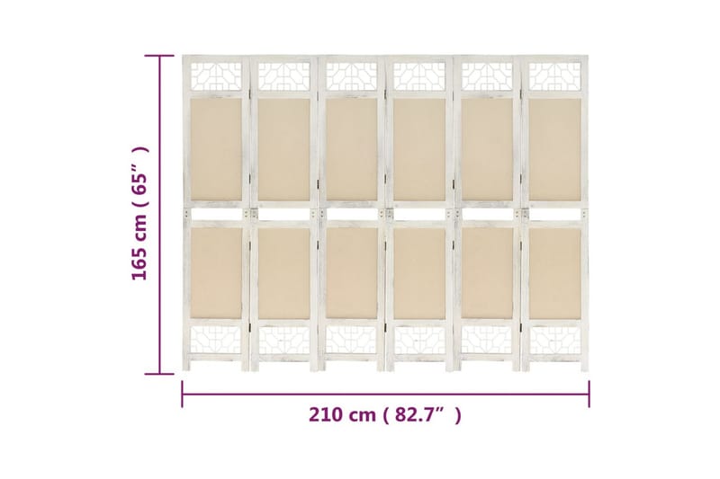 Rumsavdelare 6 paneler gräddvit 210x165 cm tyg - Kräm - Inredning & dekor - Dekor & inredningsdetaljer - Rumsavdelare