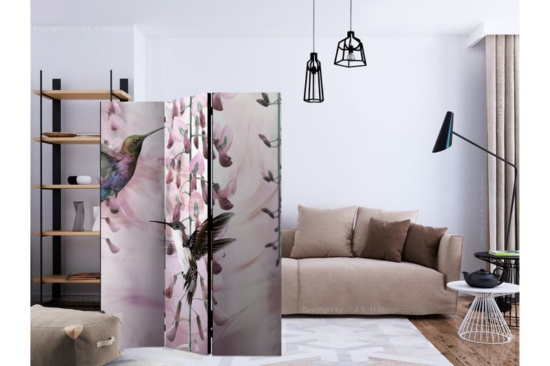 RUMSAVDELARE Flying Hummingbirds Pink 135x172 cm - Artgeist sp. z o. o. - Inredning & dekor - Dekor & inredningsdetaljer - Rumsavdelare