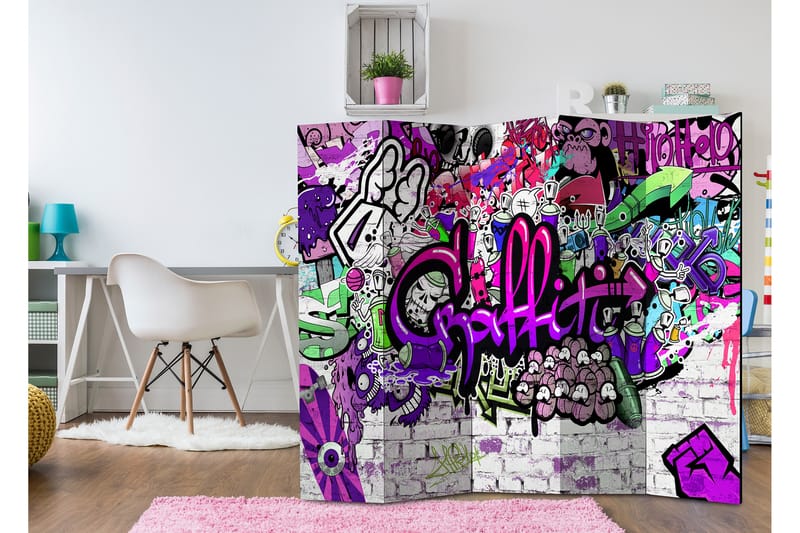 RUMSAVDELARE Purple Graffiti 225x172 - Artgeist sp. z o. o. - Inredning & dekor - Dekor & inredningsdetaljer - Rumsavdelare