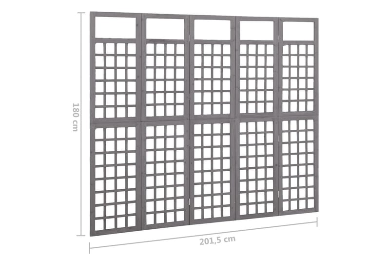 Rumsavdelare/Spaljé 5 paneler massiv furu grå 201,5x180 cm - Inredning & dekor - Dekor & inredningsdetaljer - Rumsavdelare