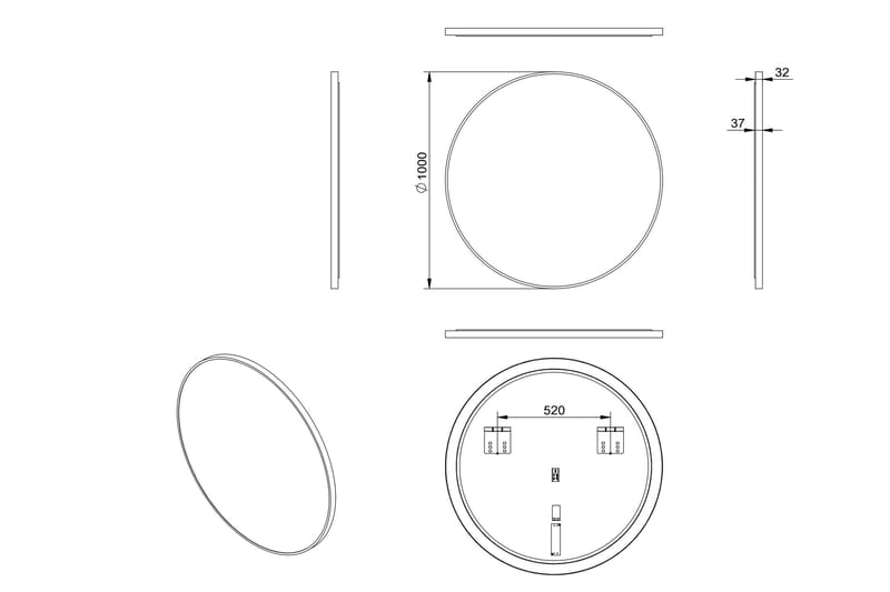 BOTTANÄS Spegel 100 cm Rund - Inredning & dekor - Speglar - Badrumsspegel