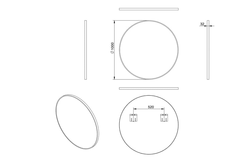 EKENÄS Spegel 100 cm Rund - Inredning & dekor - Speglar - Badrumsspegel