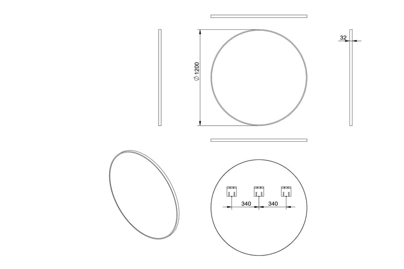 EKENÄS Spegel 120 cm Rund - Inredning & dekor - Speglar - Badrumsspegel