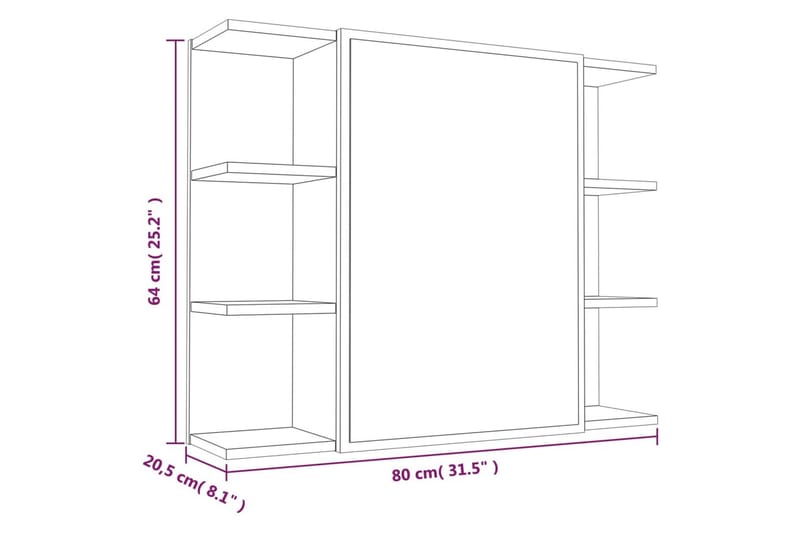 beBasic Spegelskåp f�ör badrum Brun ek 80x20,5x64 cm konstruerat trä - Inredning & dekor - Speglar - Spegelmöbler - Spegelskåp