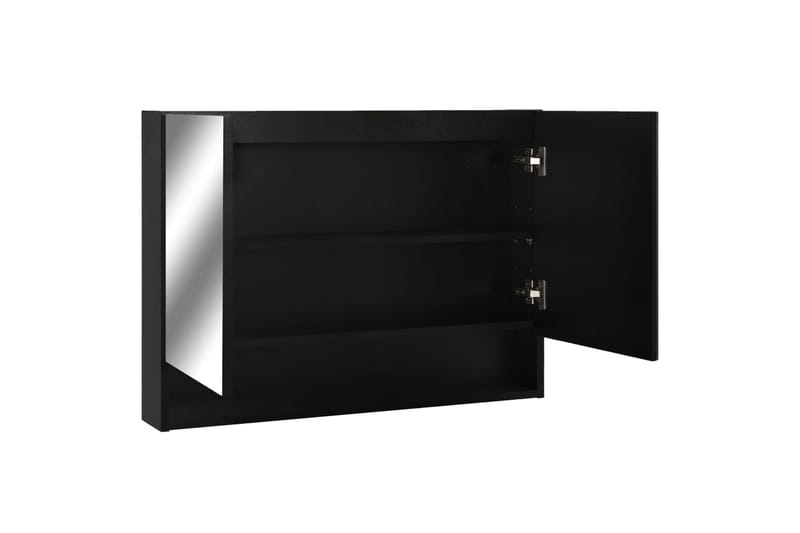 LED-Spegelskåp för badrum svart 80x15x60 cm MDF - Svart - Inredning & dekor - Speglar - Spegelmöbler - Spegelskåp