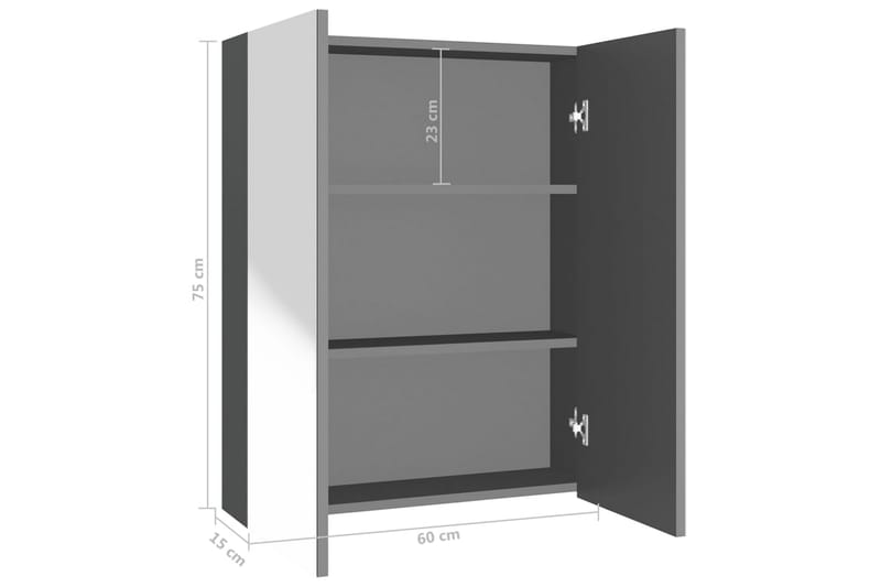 Spegelskåp för badrum antracit 60x15x75 cm MDF - Grå - Inredning & dekor - Speglar - Spegelmöbler - Spegelskåp