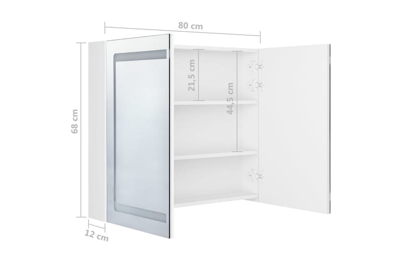 Spegelskåp med LED blank vit 80x12x68 cm - Vit - Inredning & dekor - Speglar - Spegelmöbler - Spegelsk�åp