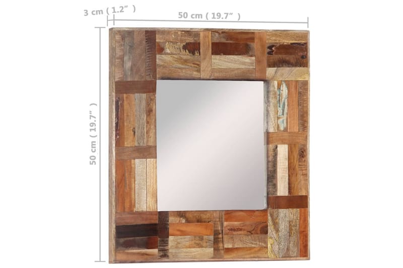 beBasic Väggspegel massivt återvunnet trä 50x50 cm - Inredning & dekor - Speglar - Väggspegel