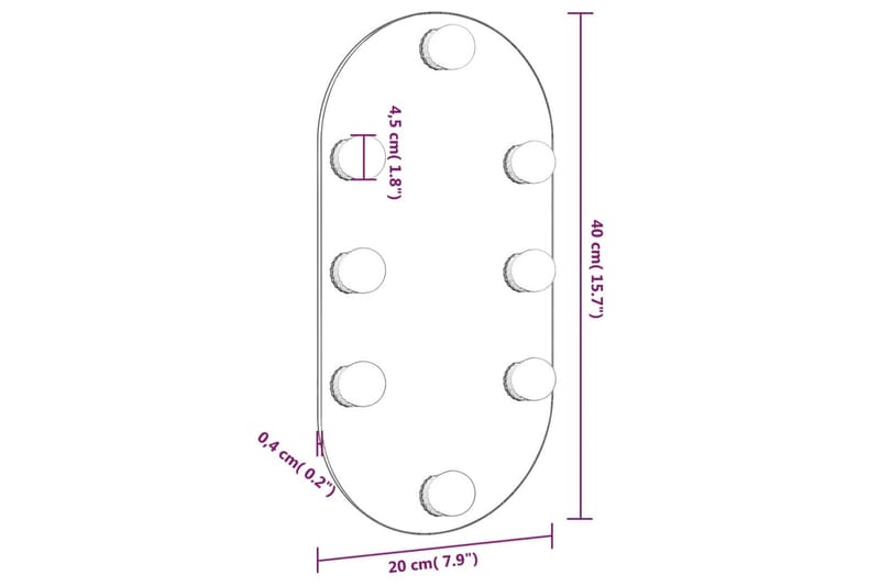 Spegel med LED-lampor 40x20 cm glas oval - Silver - Inredning & dekor - Speglar - Väggspegel