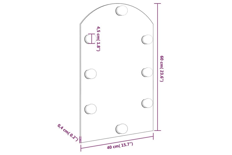 Spegel med LED-lampor 60x40 cm glas valvformad - Silver - Inredning & dekor - Speglar - Väggspegel