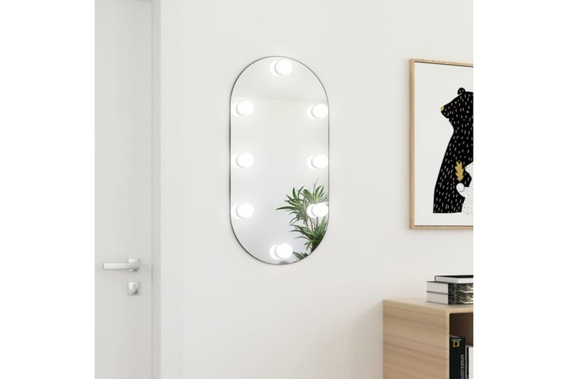 Spegel med LED-lampor 80x40 cm glas oval - Silver - Inredning & dekor - Speglar - Väggspegel