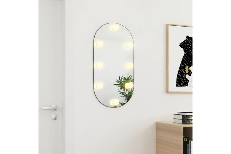 Spegel med LED-lampor 80x40 cm glas oval - Silver - Inredning & dekor - Speglar - Väggspegel