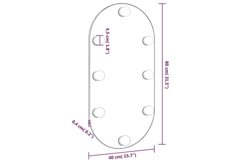 Spegel med LED-lampor 80x40 cm glas oval - Silver - Inredning & dekor - Speglar - Väggspegel