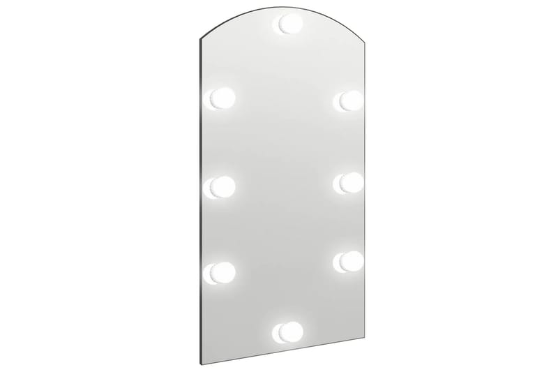 Spegel med LED-lampor 90x45 cm glas valvformad (335864+32608 - Silver - Inredning & dekor - Speglar - Väggspegel