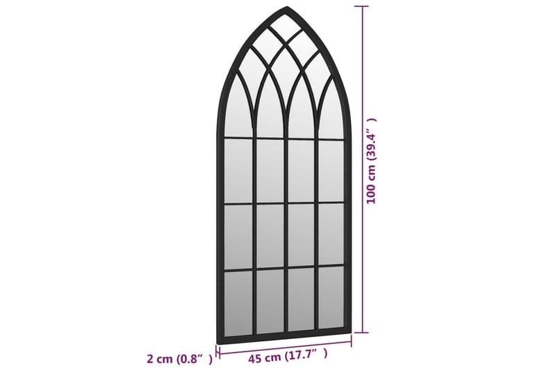 Trädgårdsspegel svart 100x45 cm järn för utomhusbruk - Svart - Inredning & dekor - Speglar - Väggspegel