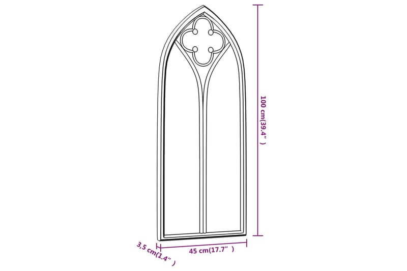 Trädgårdsspegel svart 100x45 cm järn för utomhusbruk - Svart - Inredning & dekor - Speglar - Väggspegel