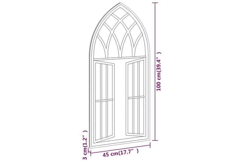 Trädgårdsspegel svart 100x45 cm järn för utomhusbruk - Svart - Inredning & dekor - Speglar - Väggspegel