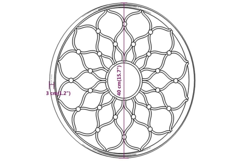 Trädgårdsspegel svart 40x3 cm rund järn för utomhusbruk - Svart - Inredning & dekor - Speglar - Väggspegel