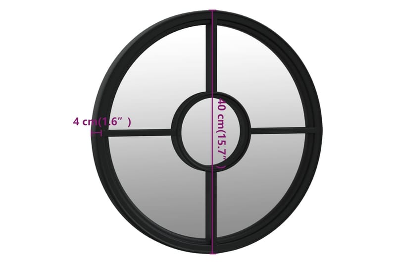 Trädgårdsspegel svart 40x4 cm rund järn för utomhusbruk - Svart - Inredning & dekor - Speglar - Väggspegel