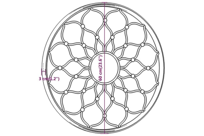 Trädgårdsspegel svart 60x3 cm rund järn för utomhusbruk - Svart - Inredning & dekor - Speglar - Väggspegel