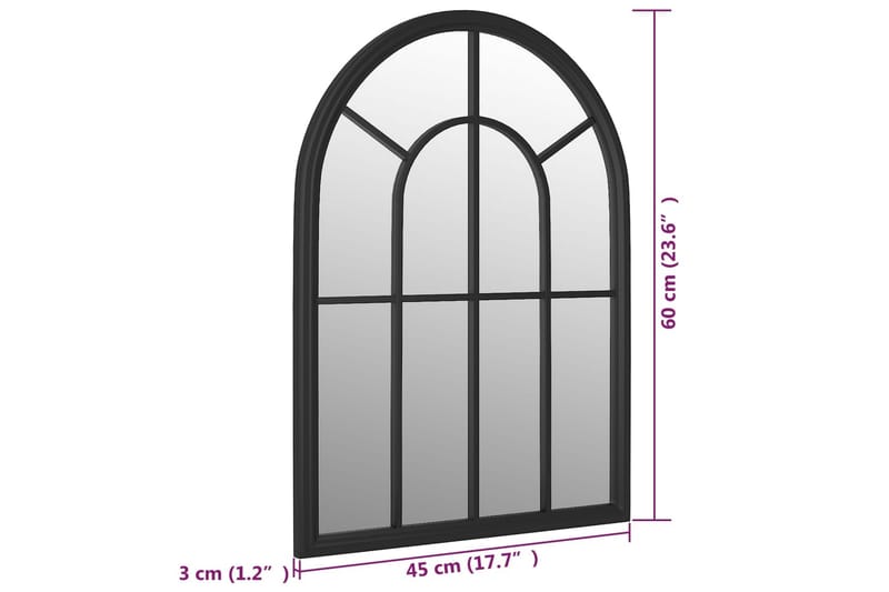 Trädgårdsspegel svart 60x45 cm järn för utomhusbruk - Svart - Inredning & dekor - Speglar - Väggspegel