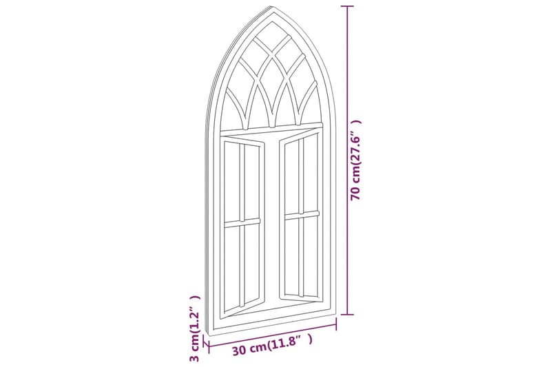 Trädgårdsspegel svart 70x30 cm järn för utomhusbruk - Svart - Inredning & dekor - Speglar - Väggspegel