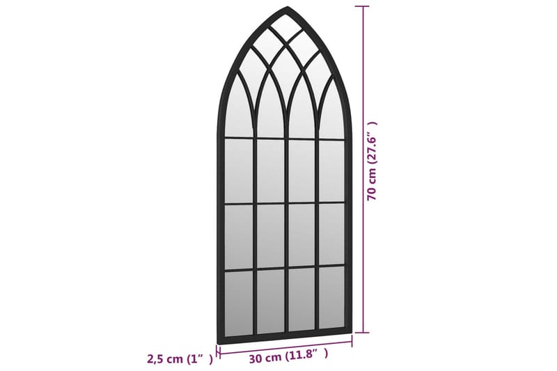 Trädgårdsspegel svart 70x30 cm järn för utomhusbruk - Svart - Inredning & dekor - Speglar - Väggspegel