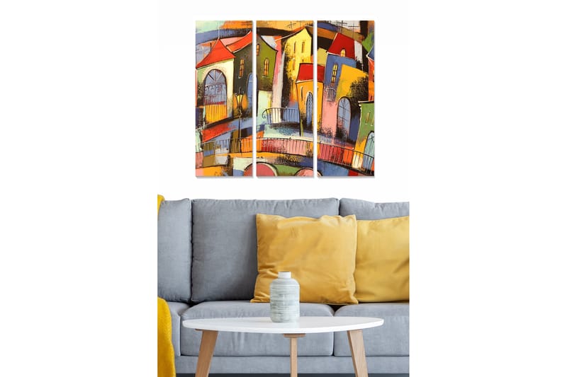 CANVASTAVLA Abstract 3-pack Flerfärgad 20x50 cm - Inredning & dekor - Tavlor & konst - Canvastavla