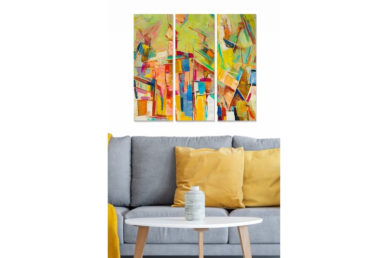 CANVASTAVLA Abstract 3-pack Flerfärgad 20x50 cm - Inredning & dekor - Tavlor & konst - Canvastavla