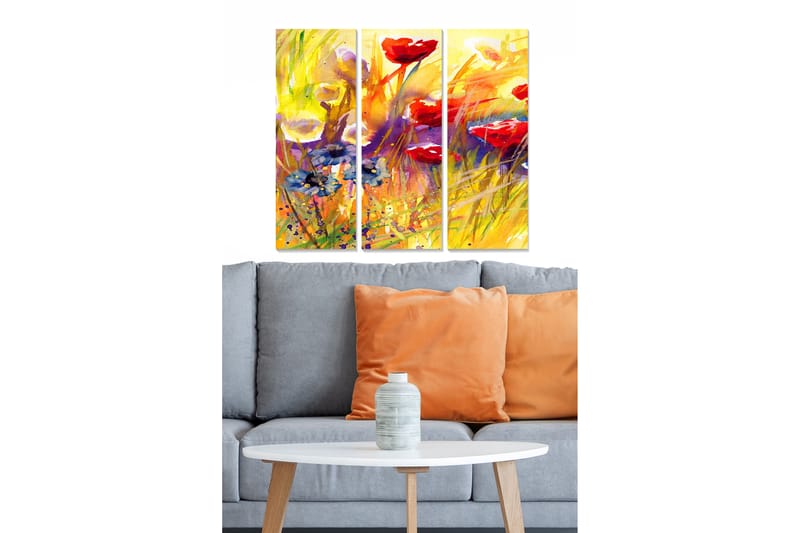 CANVASTAVLA Floral 3-pack Flerfärgad 20x50 cm - Inredning & dekor - Tavlor & konst - Canvastavla