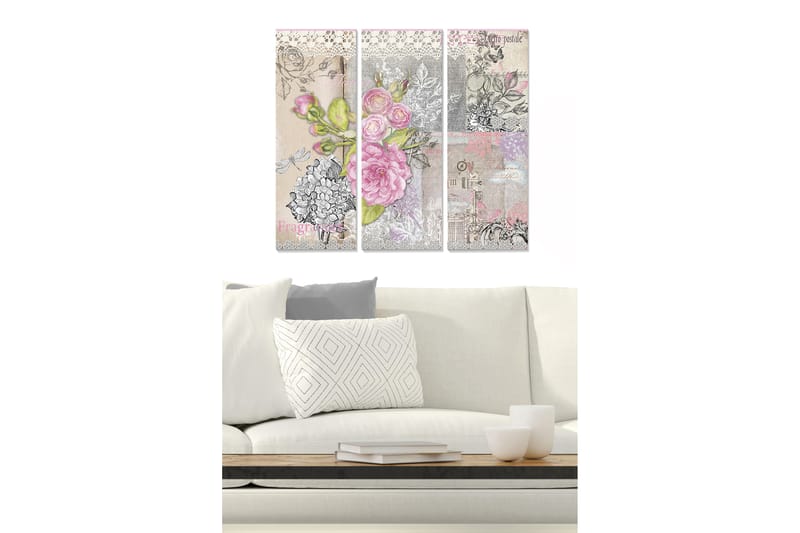 CANVASTAVLA Floral 3-pack Flerfärgad 20x50 cm - Inredning & dekor - Tavlor & konst - Canvastavla