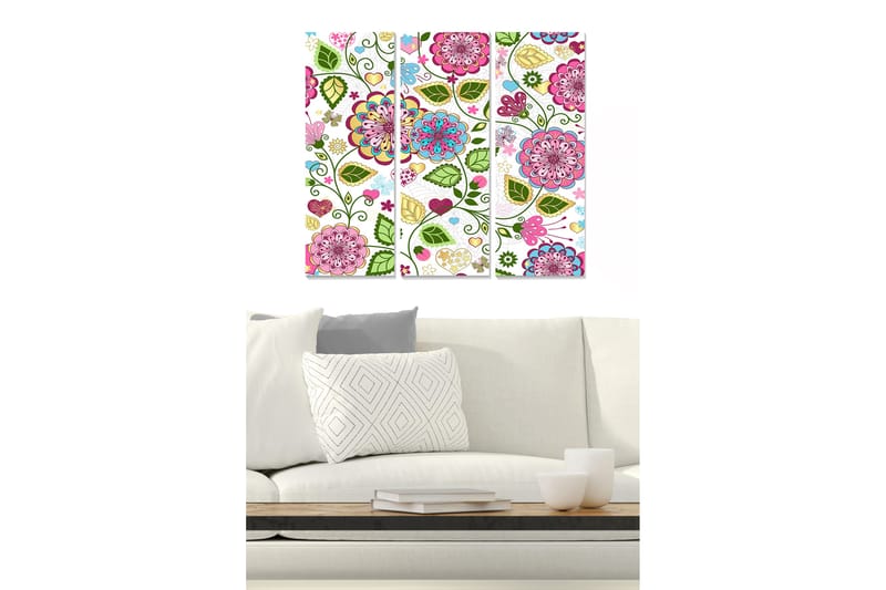 CANVASTAVLA Floral 3-pack Flerfärgad 20x50 cm - Inredning & dekor - Tavlor & konst - Canvastavla