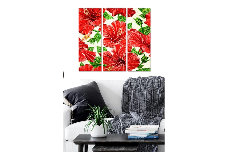 CANVASTAVLA Floral 3-pack Flerfärgad 20x50 cm - Inredning & dekor - Tavlor & konst - Canvastavla