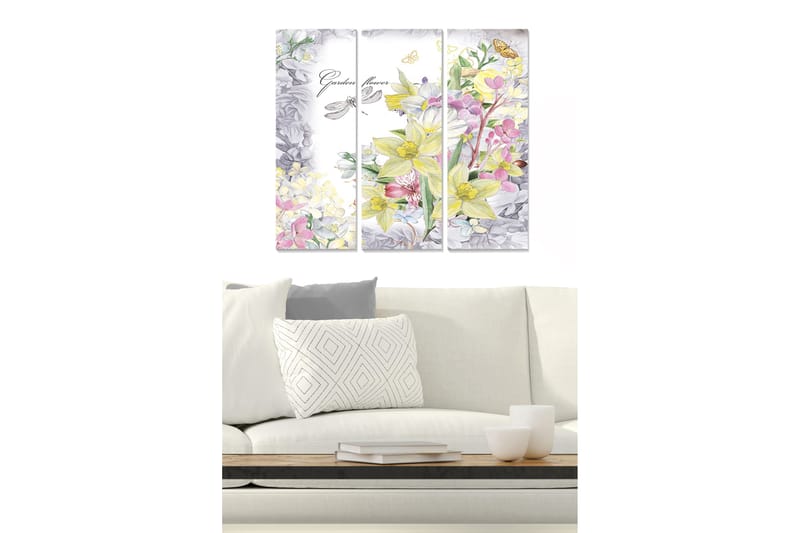 CANVASTAVLA Floral 3-pack Flerfärgad 20x50 cm - Inredning & dekor - Tavlor & konst - Canvastavla