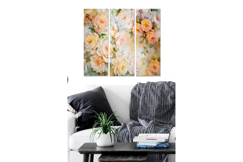 CANVASTAVLA Floral 3-pack Flerfärgad 20x50 cm - Inredning & dekor - Tavlor & konst - Canvastavla