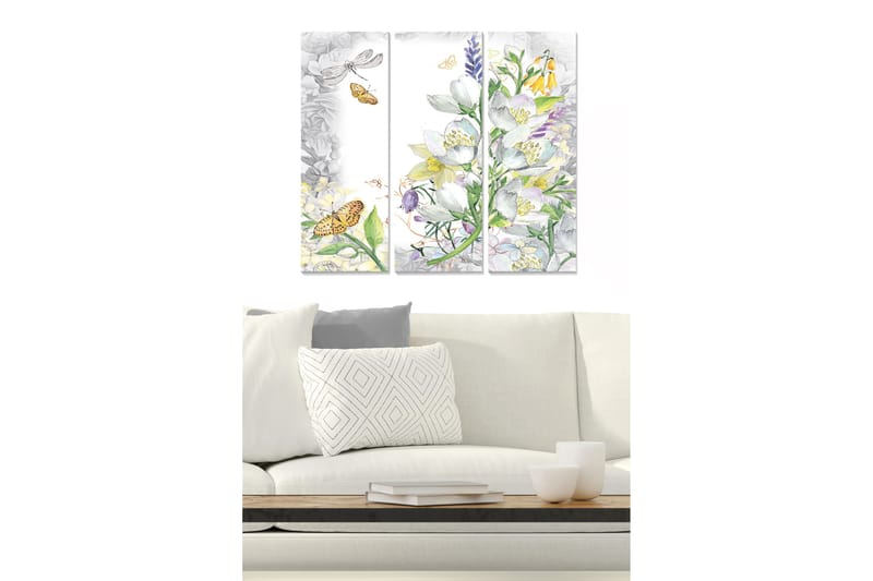 CANVASTAVLA Floral 3-pack Flerfärgad 20x50 cm - Inredning & dekor - Tavlor & konst - Canvastavla