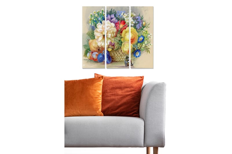 CANVASTAVLA Floral 3-pack Flerfärgad 20x50 cm - Inredning & dekor - Tavlor & konst - Canvastavla