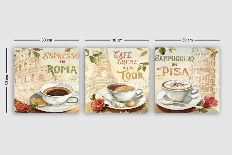 CANVASTAVLA VP Italy 3-pack Flerfärgad 30x30 cm - Inredning & dekor - Tavlor & konst - Canvastavla