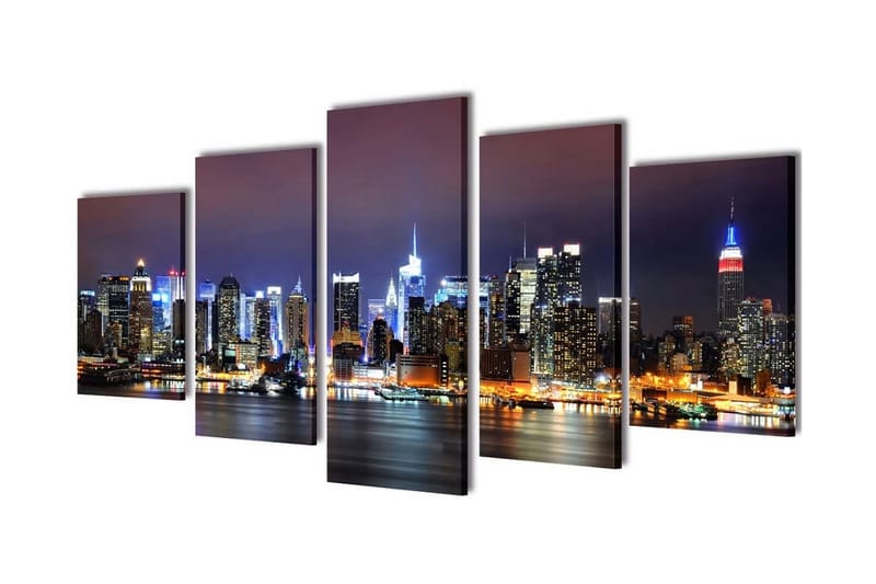 Canvastavlor set om 5 New York Skyline 100x50 cm - Flerfärgad - Inredning & dekor - Tavlor & konst - Canvastavla