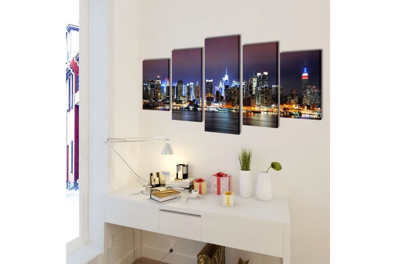 Canvastavlor set om 5 New York Skyline 100x50 cm - Flerfärgad - Inredning & dekor - Tavlor & konst - Canvastavla