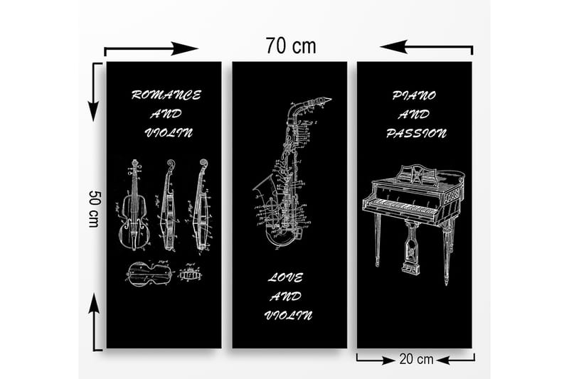 DEKORATIV MDF-MÅLNING 3-Delar 20x50 cm - Inredning & dekor - Tavlor & konst - Canvastavla