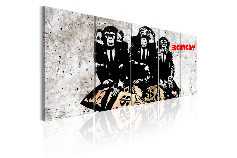 Tavla Banksy Three Monkeys 200X80 Vit|Svart - Artgeist sp. z o. o. - Canvastavla