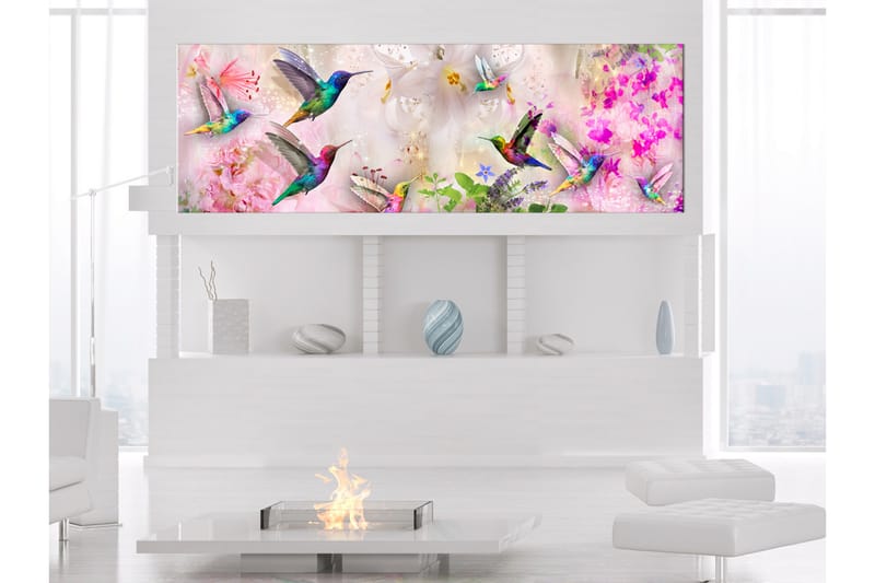 TAVLA Colourful Hummingbirds (1 Part) Narrow 135x45 - Artgeist sp. z o. o. - Inredning & dekor - Tavlor & konst - Canvastavla