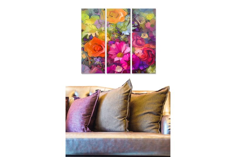 Tavla Floral 3-Pack Flerfärgad 20X50 - 20x50 cm - Inredning & dekor - Tavlor & konst - Canvastavla