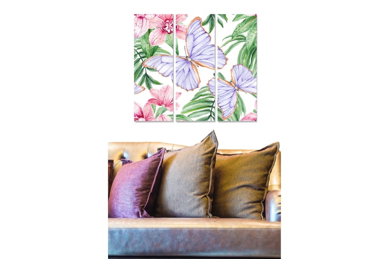 Tavla Floral 3-Pack Flerfärgad 20X50 - 20x50 cm - Inredning & dekor - Tavlor & konst - Canvastavla