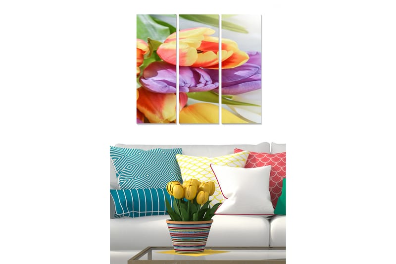 Tavla Floral 3-Pack Flerfärgad 20X50 Cm - 20x50 cm - Inredning & dekor - Tavlor & konst - Canvastavla