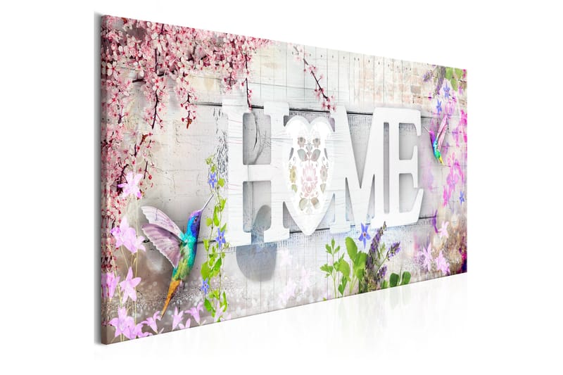 TAVLA Home and Hummingbirds (1 Part) Pink Narrow 150x50 - Artgeist sp. z o. o. - Inredning & dekor - Tavlor & konst - Canvastavla