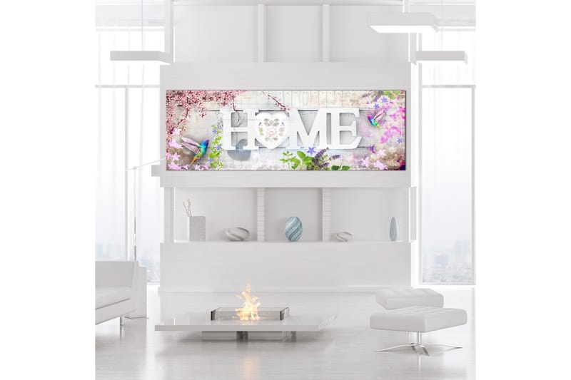 TAVLA Home and Hummingbirds (1 Part) Pink Narrow 135x45 - Artgeist sp. z o. o. - Inredning & dekor - Tavlor & konst - Canvastavla